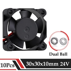 10 Pcs Gdstime DC 24V Fan 30x30x10mm Dual Kugellager Bürstenlosen Auto Lampe Heizkörper 30mm Bürstenlosen Axial Mini Audio Kühler Fan