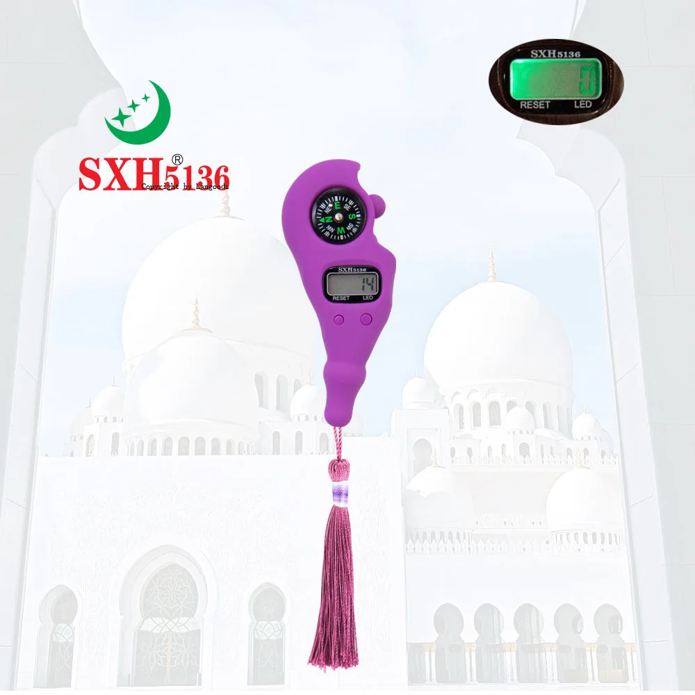 SXH5136 contatore di conteggio digitale di elettronica all\'ingrosso della fabbrica con bussola LED Tasbih rosario digitale perlina tinta unita