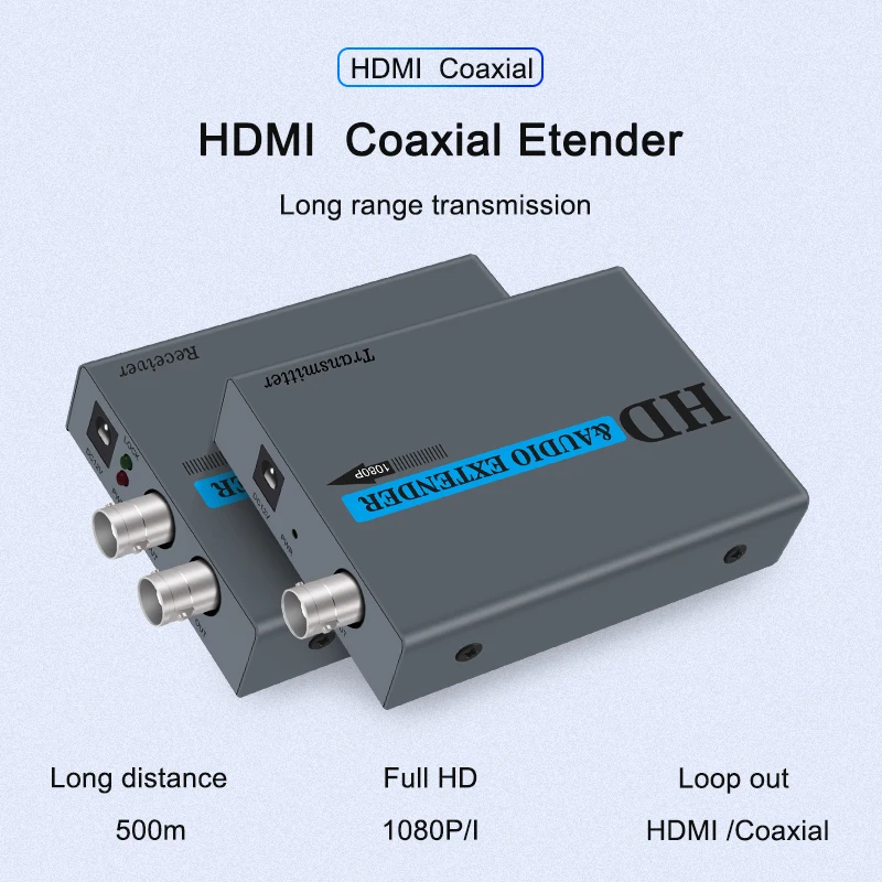 Extender Over HDMI Coax HD Kit Coaxial Cable Transmission Extender for Security Cameras Coaxial with Coaxial Loop Out