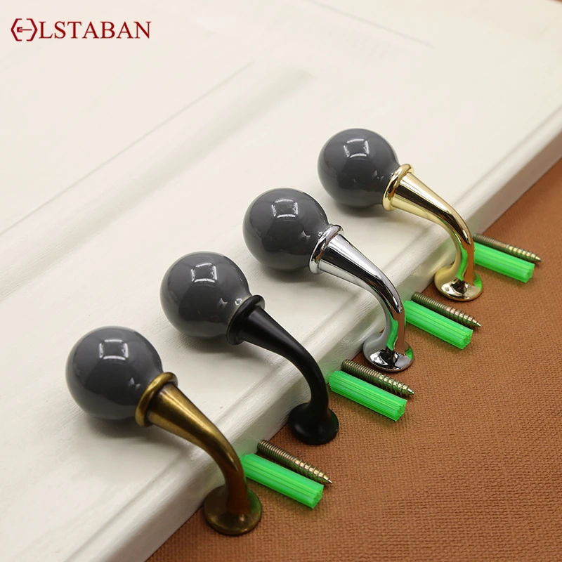LSTABAN Antique Interior Cloakroom Bathroom Bedroom Furniture Accessories Zinc Alloy Ceramic Creative Single Double Row Hook
