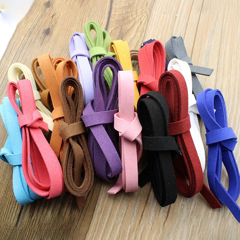 2M 10mm Width Flat Faux Suede Leather Cord Korean Velvet Leather Rope String for DIY Bracelet Necklace Jewelry Making Findings