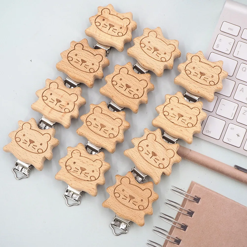 

Chenkai 50PCS Wood bear Pacifier Clip Nature Baby Rattle Teether Grasping Toy DIY Organic Eco-friendly Wood Teething Accessory