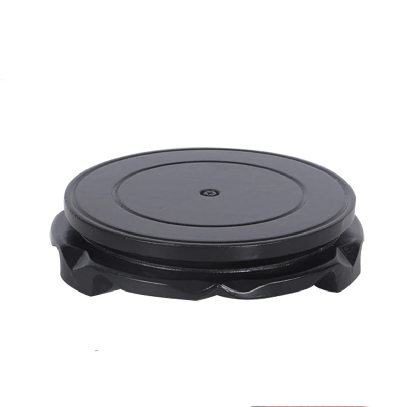 10-24cm Diameter Matte Black Wooden Rotating Base For Wine Carving Vase Base Carving Teapot Base Jewelry Display Stand Tray