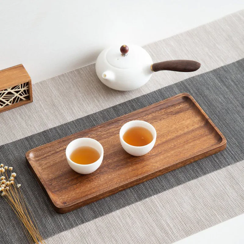 خشبية خمر تخدم صينية لوحة مستطيلة إبريق الشاي صينية لوحة كعكة الفاكهة وجبة خفيفة الشاي لوحة المطبخ الغذاء تخزين طبق المنزل لوحة #3