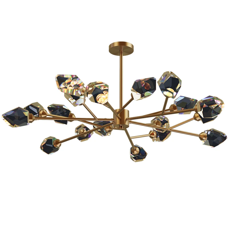 

LED Postmodern Crystal Copper Designer Art Deco Chandelier Lighting Lustre Suspension Luminaire Lampen For Dinning Room