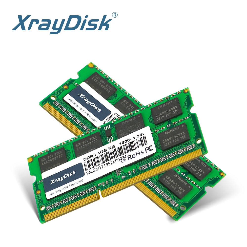 XrayDisk DDR3 DDR3L 4GB 8GB 1600Mhz SO-DIMM 1.35V  Notebook RAM 204Pin Laptop Memory Sodimm