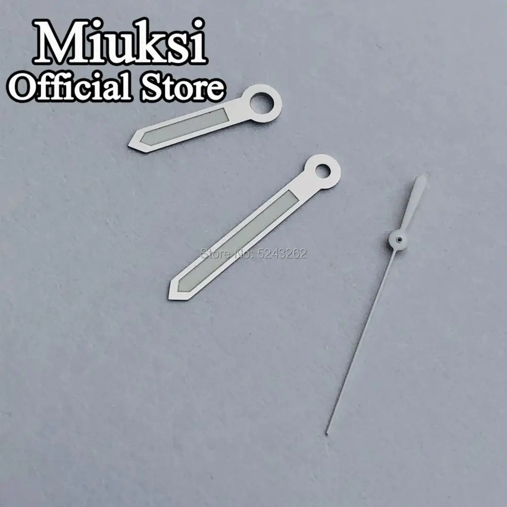 Miuksi silver watch hands luminous hands fit NH35 NH36 ETA2824 2836 Miyota8215 8205 Mingzhu DG2813 3804 Seagull ST1612 movement