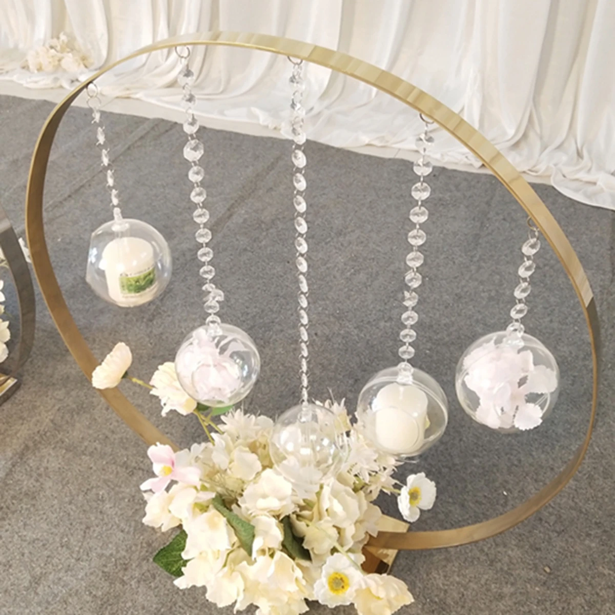 

10pcs)With hangging crystal Wedding Aisle Decoration Gold Metal Wedding Flower Stand Road Lead top chandelier centerpieces 1042