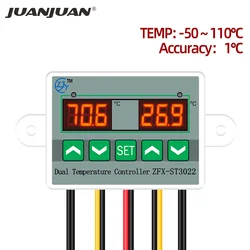 ZFX-ST3012 Dual Temperature  Controller Thermostat Controller Temp Control Thermoregulator Control Module 12V  24V 220V  30%off