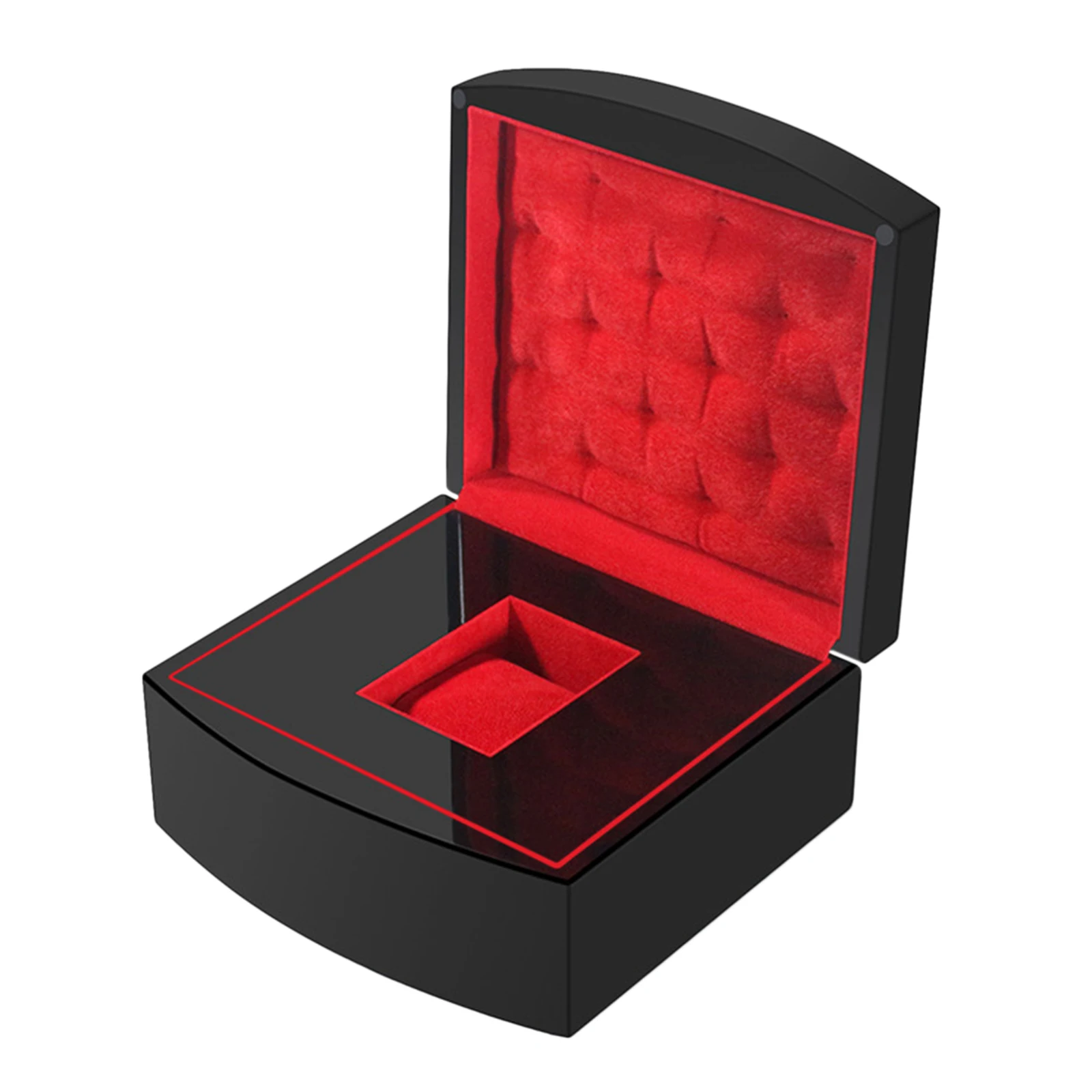 Black Piano Wood Storage Box Watch Jewelry Box with Watch Pillow for Engagement, Proposal, Wedding Gift or Special Occasions