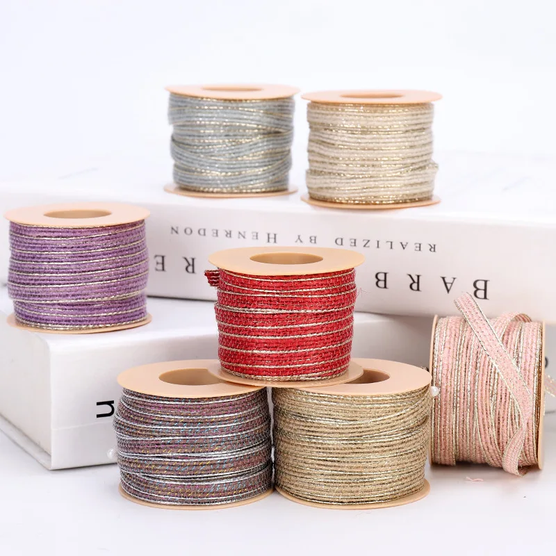 10m*0.7cm Retro Mix Color Woven Hemp Rope DIY Craft Supplies Gift Pack Cord Bowknot Pendant Earrings Ornament Decor Accessories