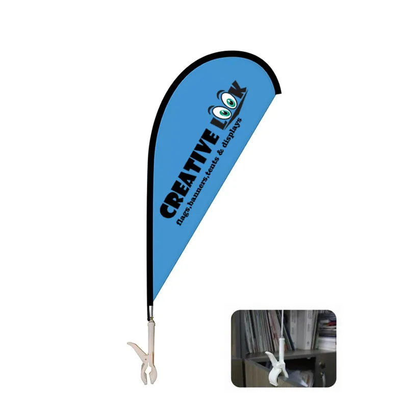 Custom Logo Teardrop Car Window Clip Base Flag High Quality Polyester Advertising Car Clip Flag