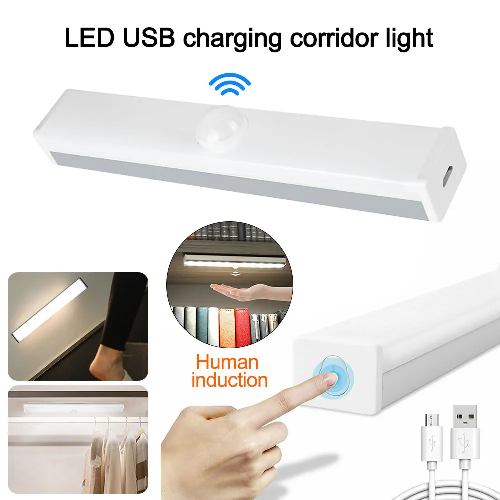 Imagem -03 - sob o Armário Luz Motion Sensor Night Light Cloconjunto Armário Cozinha Iluminação Usb Recarregável Banheiro Lâmpada 15cm 21cm 30cm