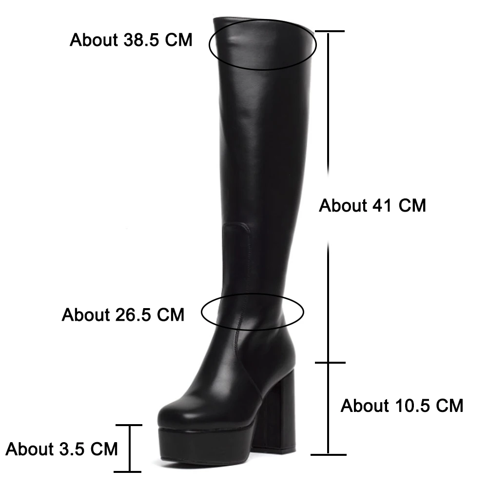 RIBETRINI  Brand Round Toe Platform Chunky Mid Calf Boots Women Party Dress Zipper High Heels Elegant Causal Solid Women\'s Boots