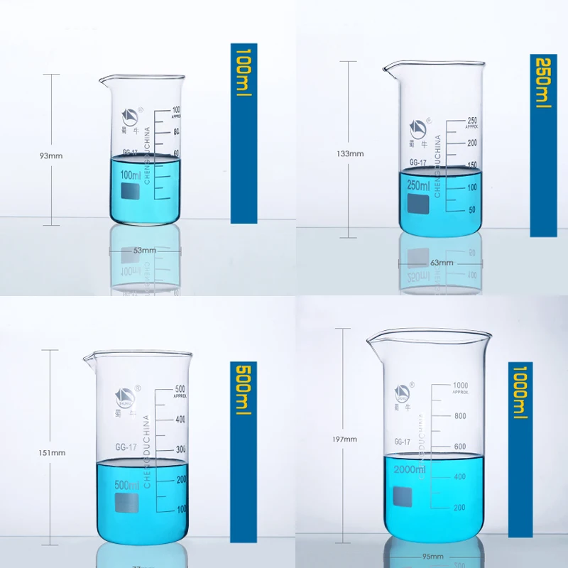 

Мерный стакан из боросиликатного стекла, мерный стакан высокой формы, лабораторное оборудование, 1 набор (100 мл, 250500, 1000 мл)