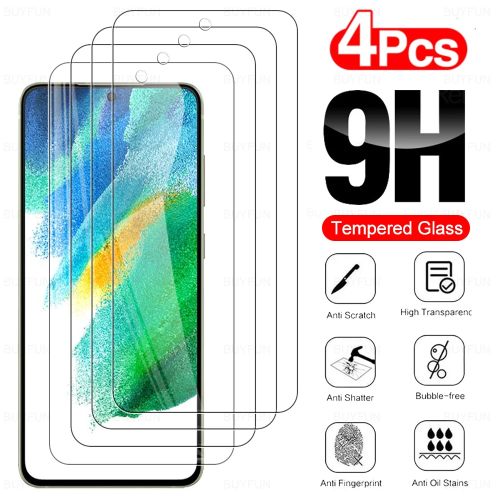 4 pçs 9h caso de vidro temperado para samsung galaxy s21 fe 5g protetor de tela para samsung s21 s20 fe 4g 5g capa de película protetora
