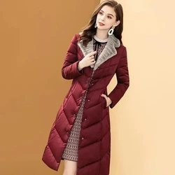 Imitation Mink Fur Collar Down Cotton Winter Jacket Women 2021 New Warm Long Temperament Thick Cotton Jacket Women parkas Black