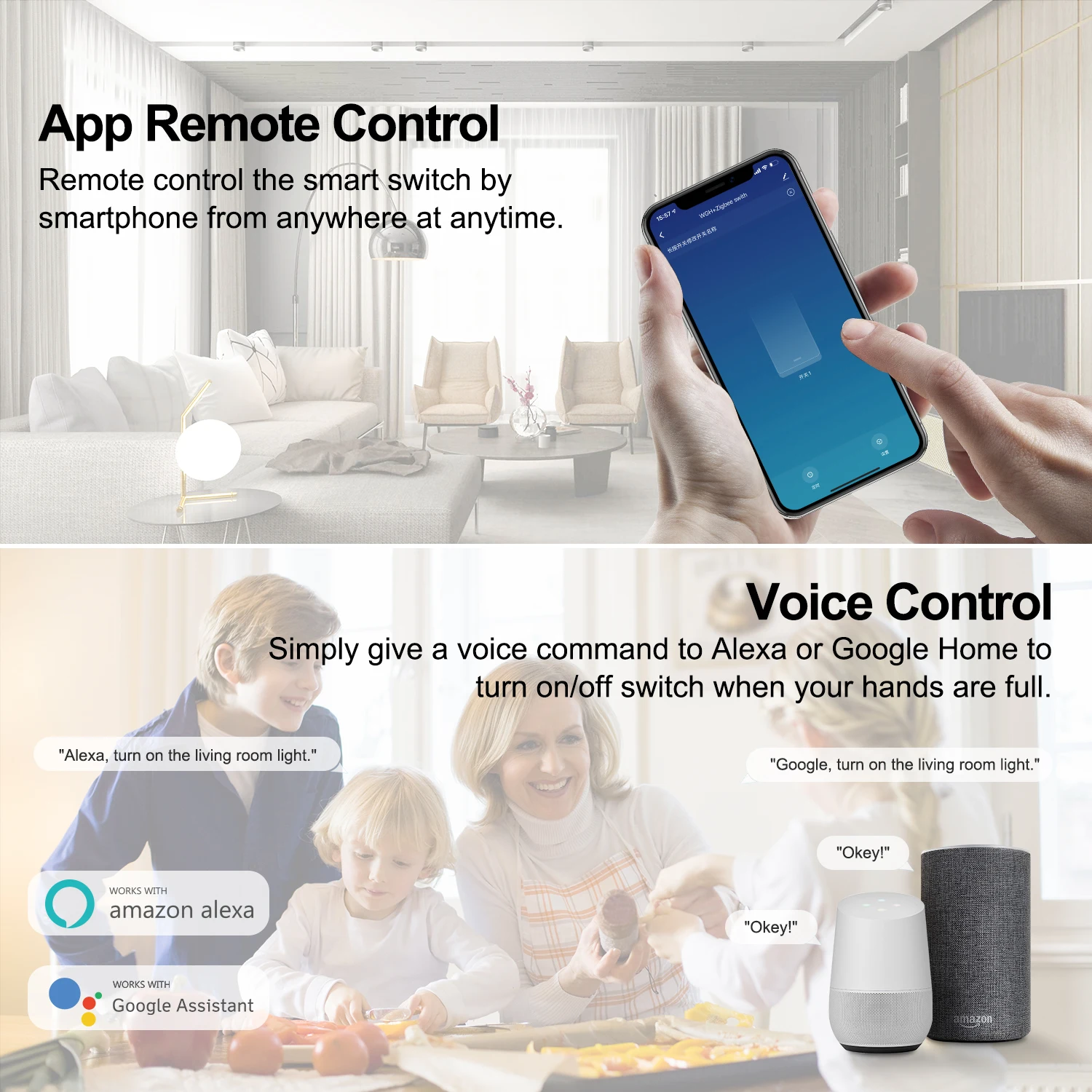 Tuya ZigBee 3.0 สมาร์ทโมดูลสวิทช์ไฟ, Smart Home Automation DIY Breaker รองรับการควบคุม 2 ทิศทาง, ทํางานร่วมกับ Alexa Google Home