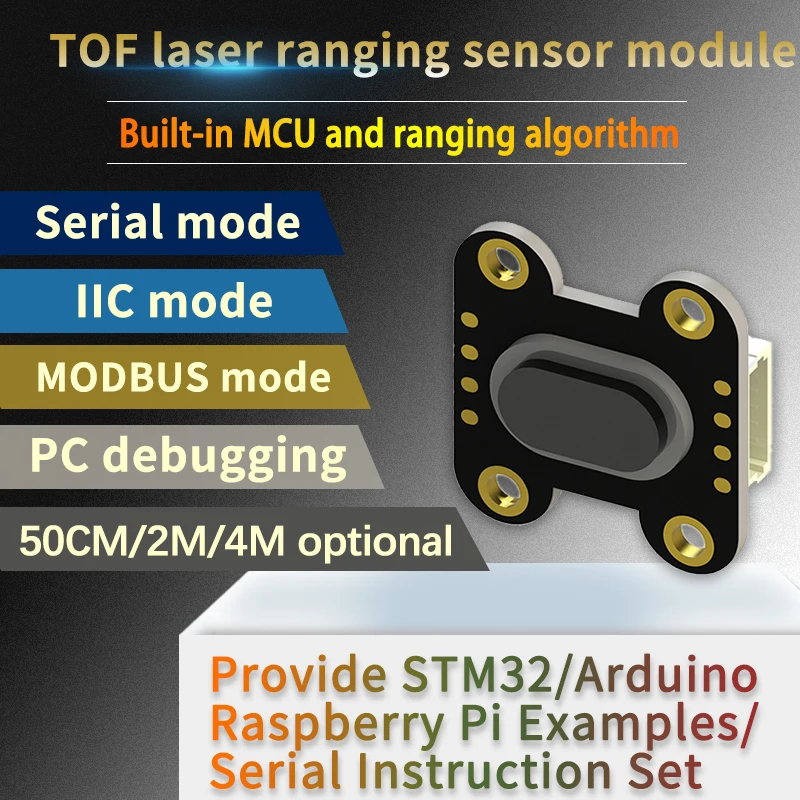 TOF200F TOF400F TOF050F Laser Range Sensor Module 50cm/2M/4M Distance Sensor Serial Port UART/Modbus/I2C IIC Mode Output DC3-5V