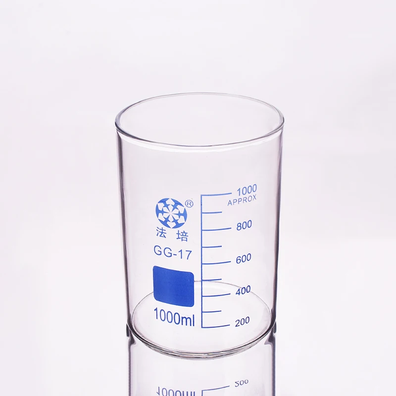 Vaso de nieve FAPE en forma baja sin Caño, capacidad de 100ml/150ml/250ml/500ml/850ml/1000ml/2000ml/3000ml/5000ml, vidrio de borosilicato