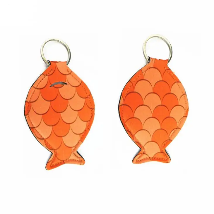 Neoprene Fat Fish Shape Key Chain Cute Earphone Sleeve The Car Case Key Ring Fish Pattern Keychains Gifts SN3311