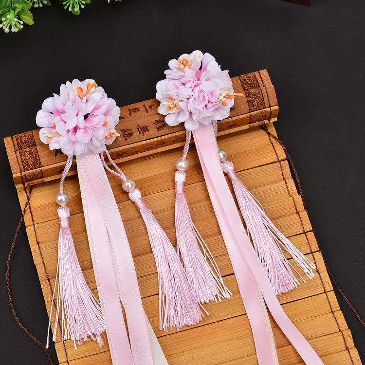 Girl Women Japanese  Lolita Flower Lace Ribbon Tassel Hairpin   Hair Accessories Props   Anime Cosplay Costume  Halloween