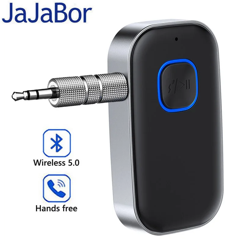 

JaJaBor Bluetooth 5.0 Car Kit Handsfree Colorful Atmosphere Lights Car Receiver Aux Stereo Receiver Bluetooth Adapter For Car