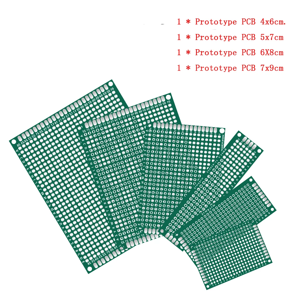 4pcs/lot 4x6 5x7 6x8 7x9  Double Sided PCB Board Prototype Kit  Protoboard for DIY Soldering Project Compatible with Arduino Kit