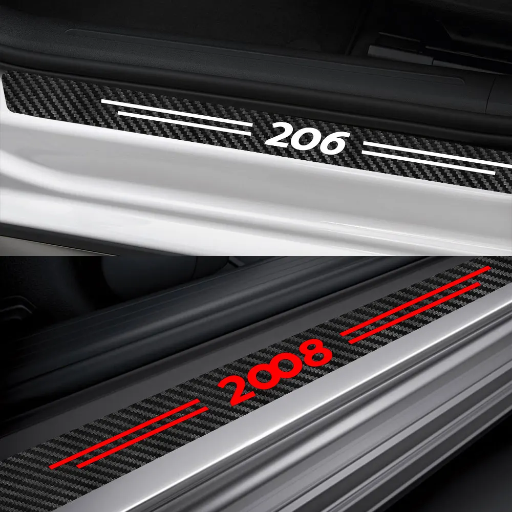 For Peugeot 107 108 206 207 208 301 306 307 308 407 408 508 2008 3008 5008 Auto Accessories Car Door Sill Threshold Stickers