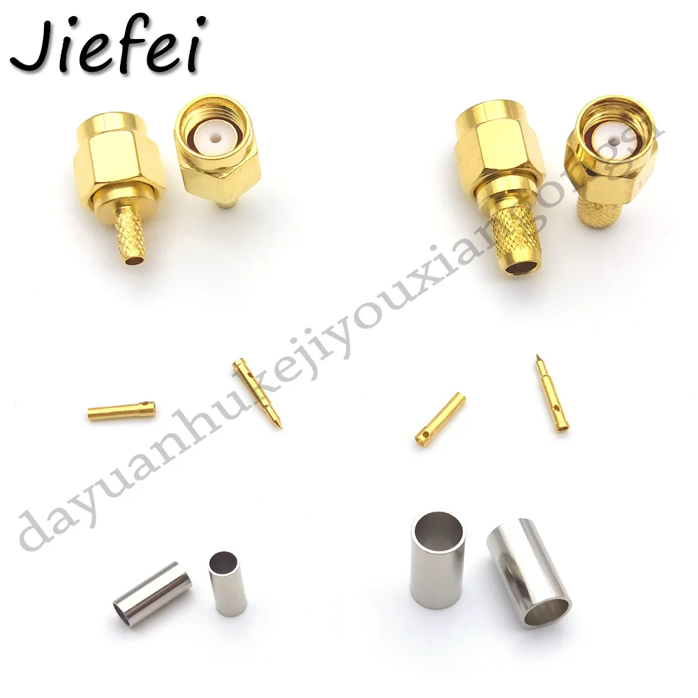 100PCS RF Connector SMA Male Plug / RP-SMA Male  Jack Crimp ( RG58 LMR195 RG142 RG400 RG223 ) or ( RG174 RG316 LMR100) cable