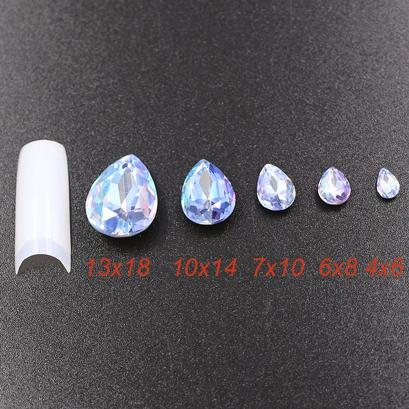 Jewelry Making High Quality Crystal Laser Teardrop Shape Glass Pointback Rhinestones Diy Clothing/Necklace/Wedding Decorations