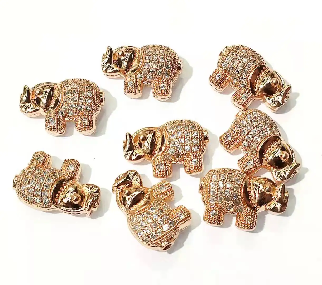 

10PCS Elephants CZ Bead Spacers for Women DIY Jewelry Accessories CZ021