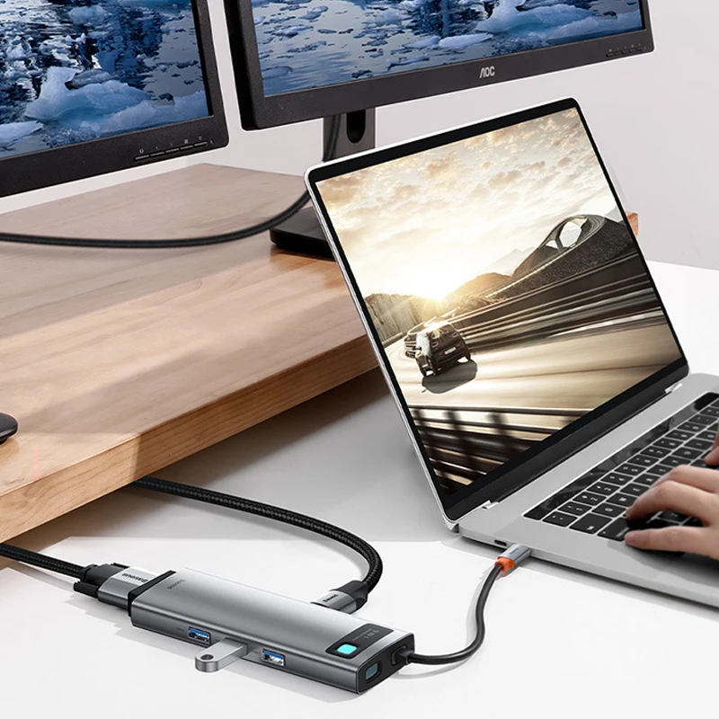 USB HUB docking station Nine-in-one Type-C multi-function docking station Aluminum alloy notebook interface expansion