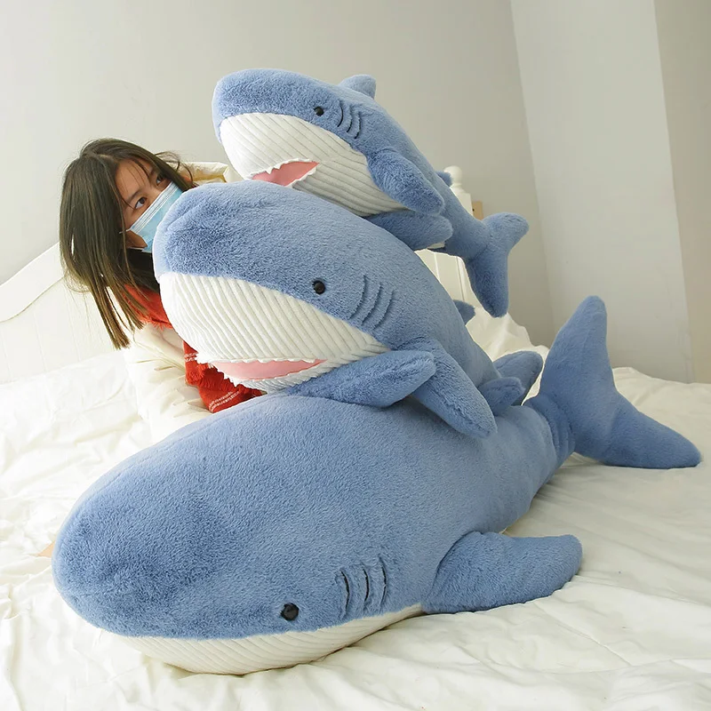 Requin en peluche de dessin animé mignon pour enfants, oreiller en peluche, requin, ovale whal, animaux marins doux, grande taille, jouets en peluche, cadeau