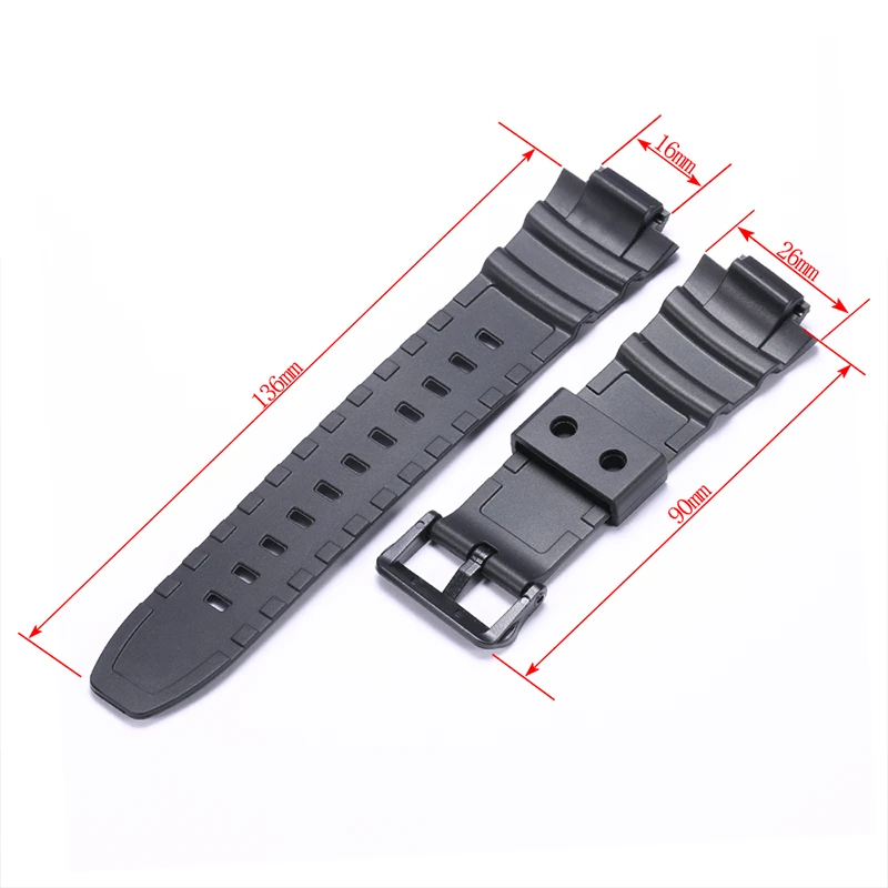 Homens Pin Buckle Strap Resina Pulseira, Acessórios Esportivos, Adequado para Casio W-S220, HDD-S100, MCW-100H, MCW-110H