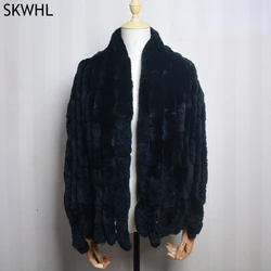 Luxury Women Long Style Real Rex Rabbit Fur Scarf Winter Warm Rex Rabbit Fur Wrap Fashion Rex Rabbit Fur Tassel Shawl Scarves