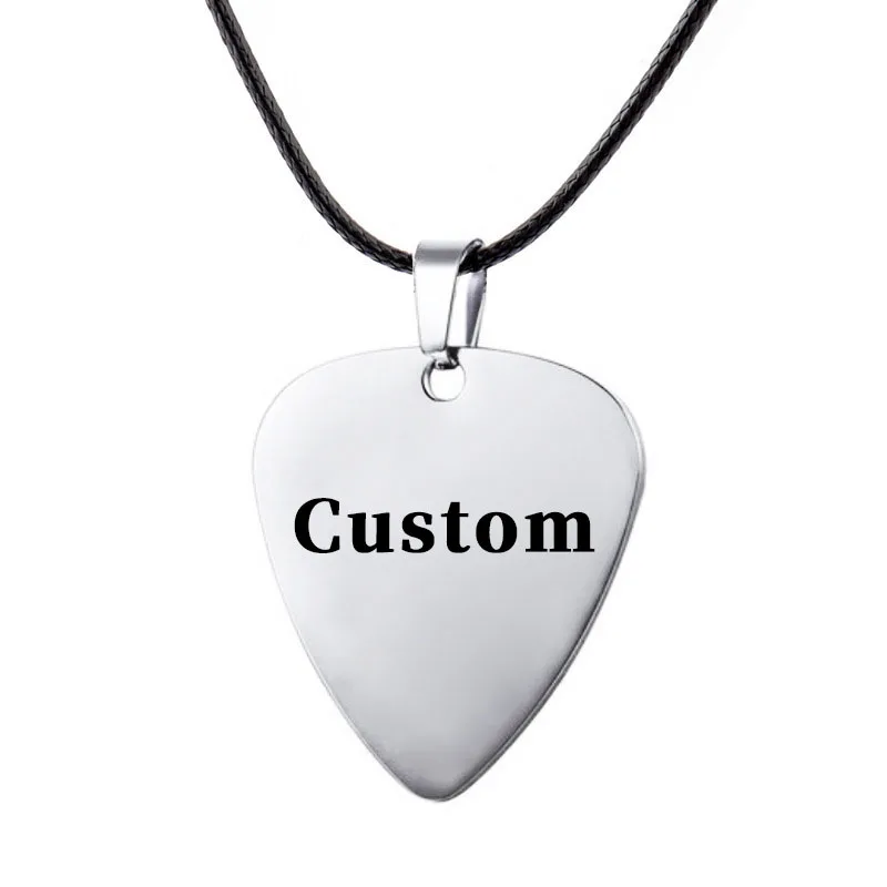 Fashion Jewelry Rockl Style Metal Guitar Pick Necklace Stainless Steel Picks Personalized Custom Pendant Keychain Boyfriend Gift