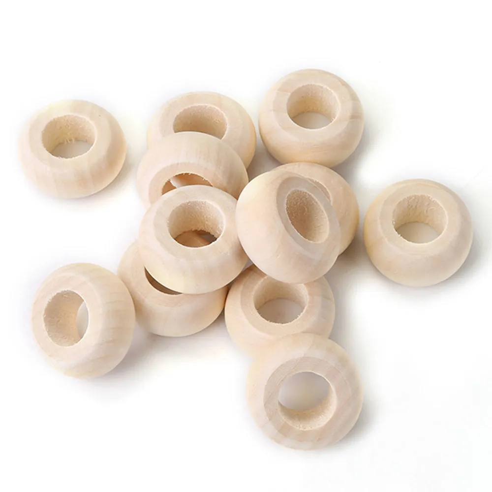 Big Rondelle Shape 30x15mm Natural Wood Loose Handcraft Big Hole Beads for DIY Crafts Jewelry Making 5pcs