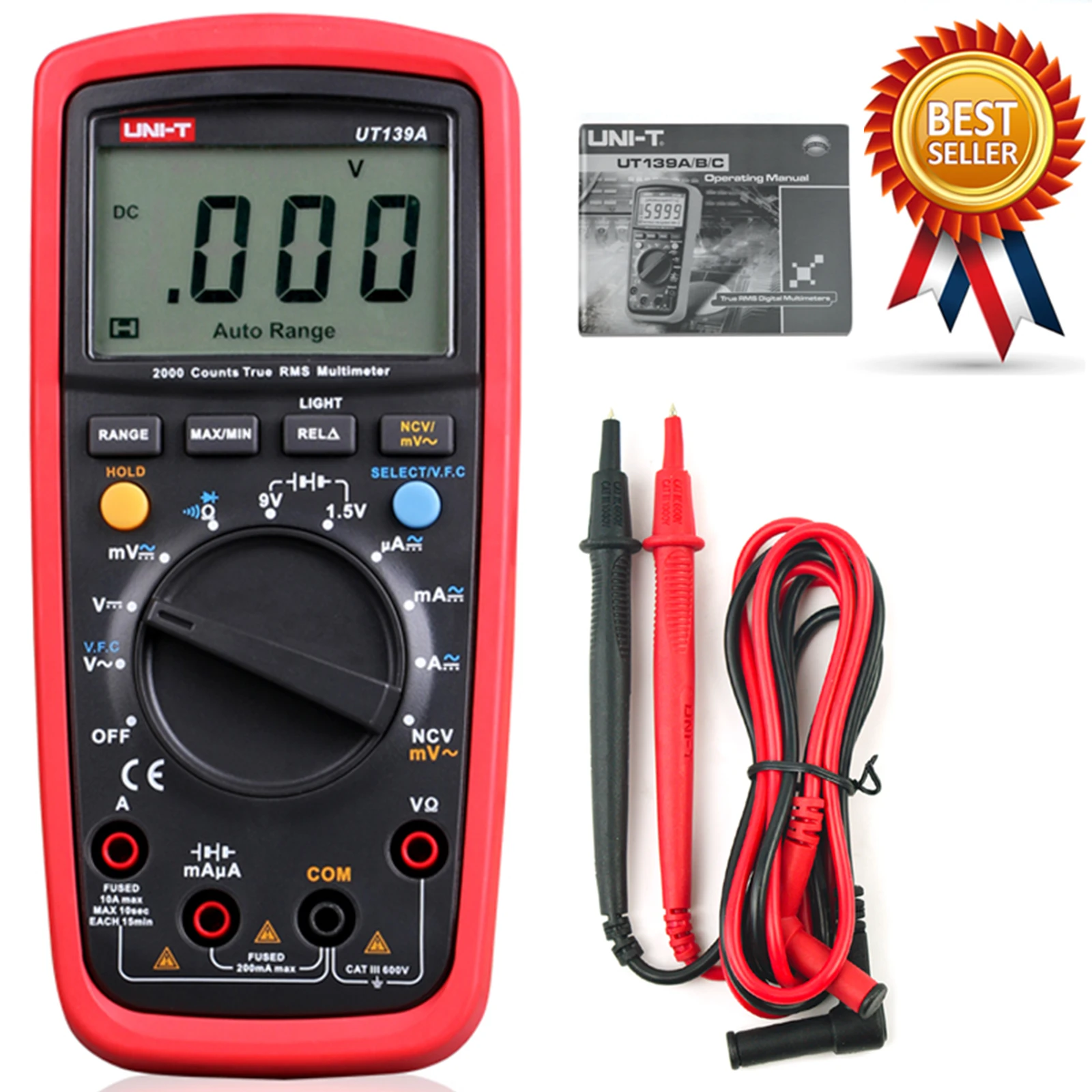 UNI-T UT139A True RMS Professional DMM Auto Rang Digital Multimeters AC/DC Current Voltage Ohm Handheld Tester