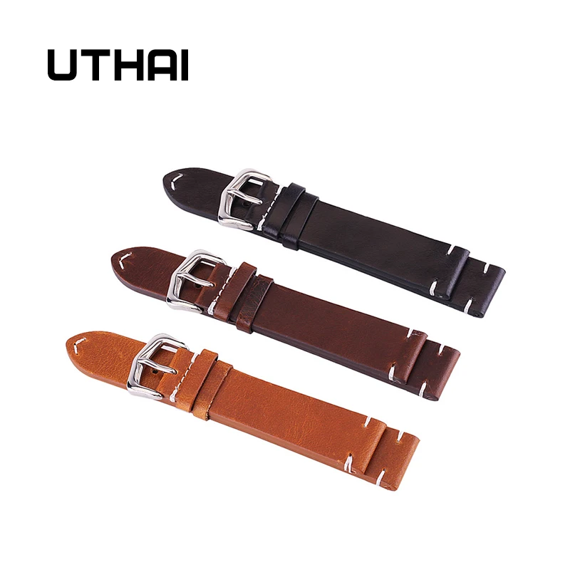 UTHAI Z13 watchband 18mm 20mm 22mm 24mm bracelet High-end oil wax Retro Calf Watch strap