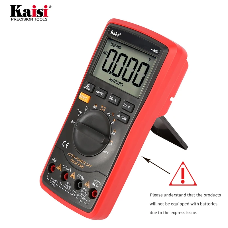 Kaisi k-890 Digital Multimeter Voltage-Meter Auto Ranging 6000 Counts AC/DC NCV Large-Screen