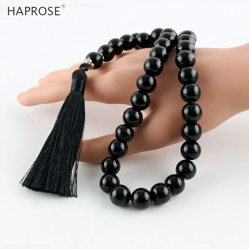 Onxy 33 Tasbih رجل أسود agates كل شيء جديد أساور هدية عيد misbaha اكسسوارات سبحة صلاة 33 66 99 الخرز مجوهرات