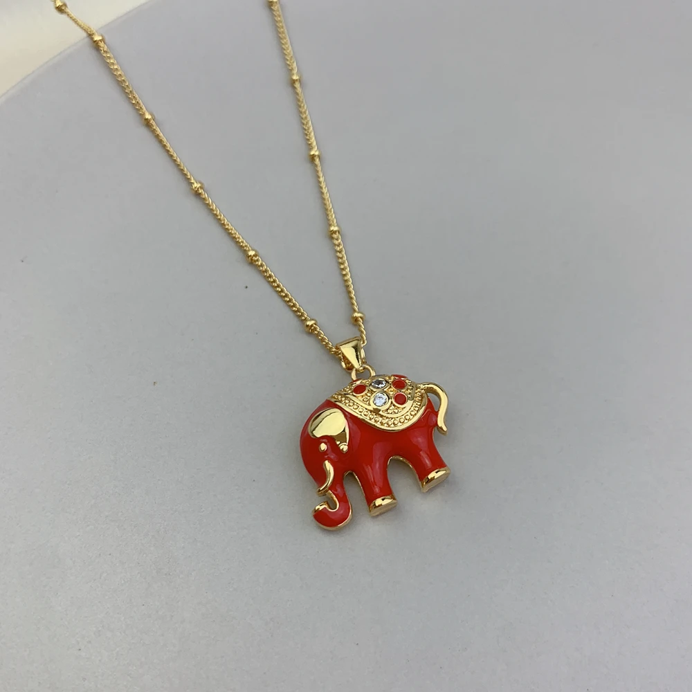 Cute Elephant Choker Necklace For Women Zircon Animal Pendant Necklaces Fashion Gift Necklac Jewelry