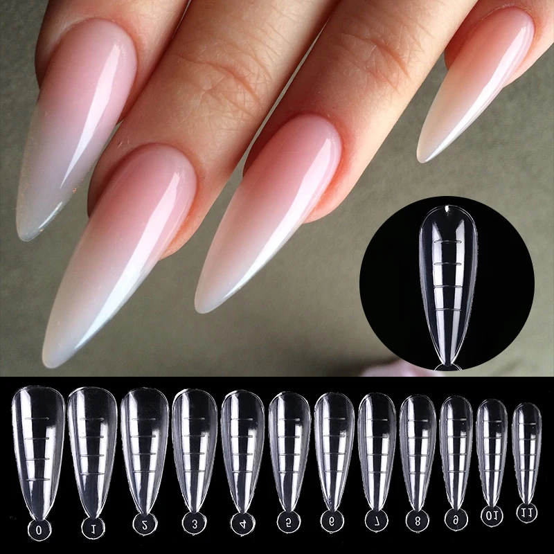 100 Pcs Nail False Tips Nails Tips Extension UV Gel Brush Clipper for Dual Form Artificial Tips Building Nail UV Gel Forms Tools