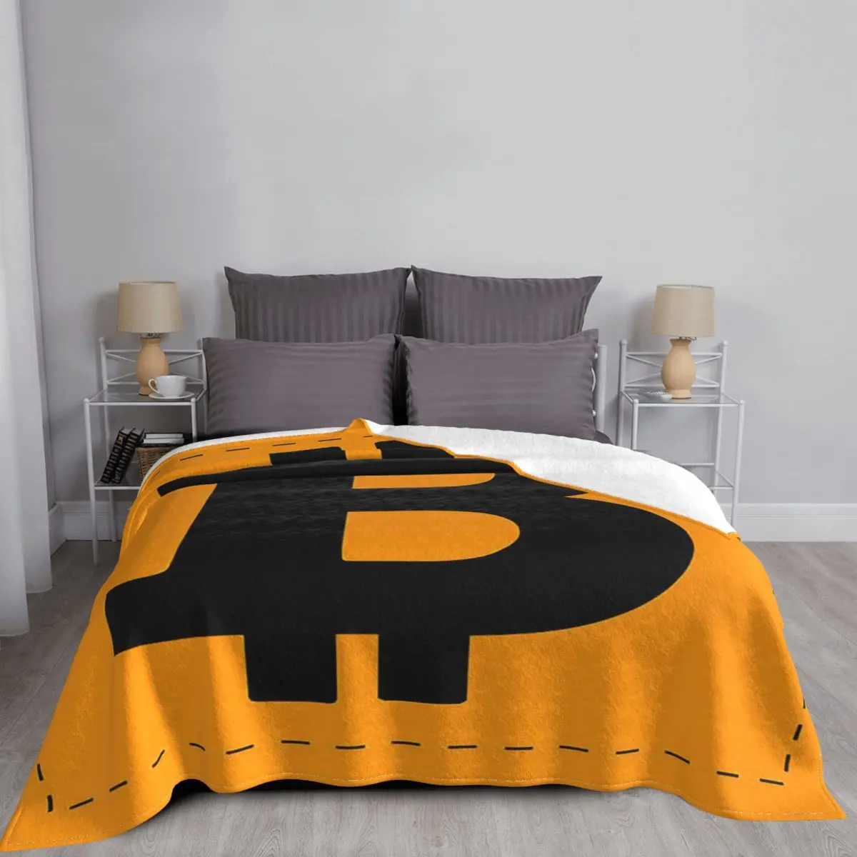 Bitcoin Blanket Velvet Print Cryptocurrency Btc Blockchain Breathable Super Soft Throw Blanket for Sofa Car Bedspreads