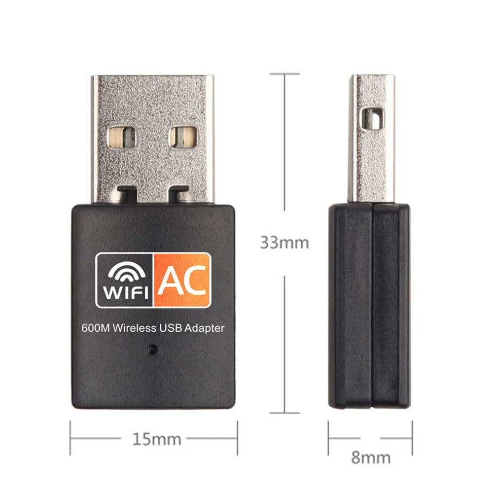 Mini Receptor De Cartão De Rede De Computador Sem Fio, USB Adaptador WiFi, Antena de Banda Dupla, 600Mbps, 2.4G, 5G, 802.11B, N, G, AC