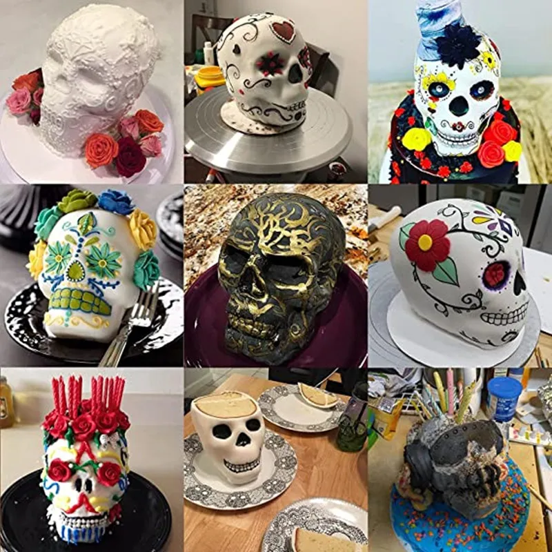 Large Realistic Silicone Skull Cake Mould DIY Baking Cake Mold for Halloween Gifts Kitchen Accessories Baking Decoration Tool FU