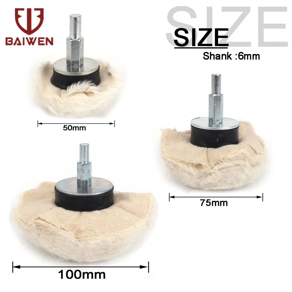 Weiß Baumwolle Polieren Polieren Pad Mopp Rad Bohrer Kit Pilz Form Für Auto Polierer Aluminium Edelstahl Werkzeuge Zubehör