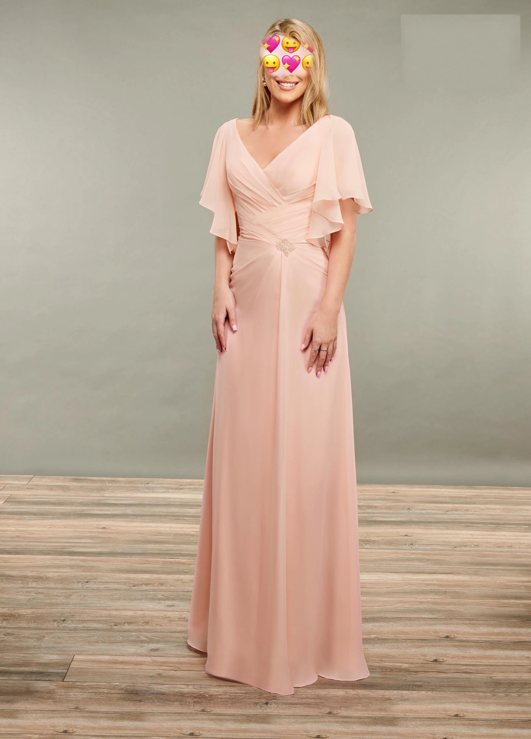 Simple Flutter Sleeve Mother Dresses Dusty Rose Chiffon A Line Evening Dresses For Weddings vestido de festa para mae da noiva