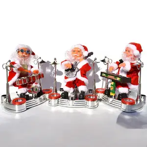 Boneka Santa Claus Natal Ornamen Natal Elektrik Alat Musik Santa Claus Bermain Mainan Natal Ornamen Pesta 6 musikal sinterklas penjualan terbaik - №